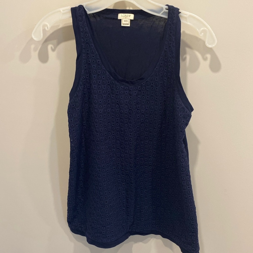Navy J Crew eyelet tank top
